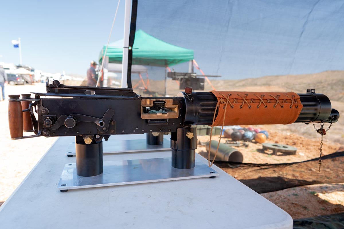 Vickers machine gun with a leather wrap over the water jacket