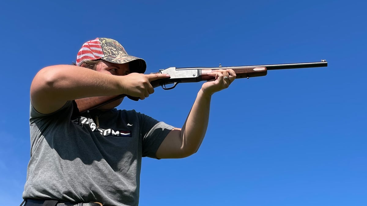 A shooter fires the Henry Single Shot rifle
