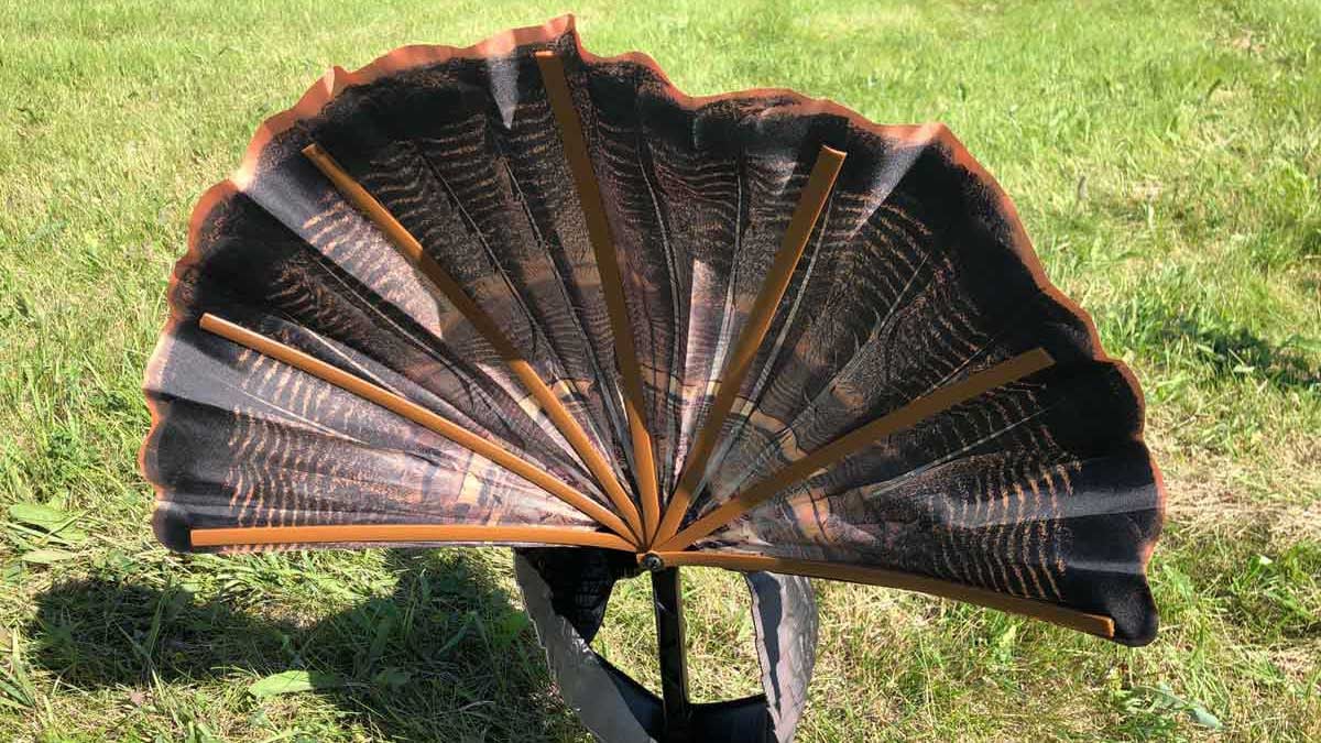 Turkey decoy with feathers 
