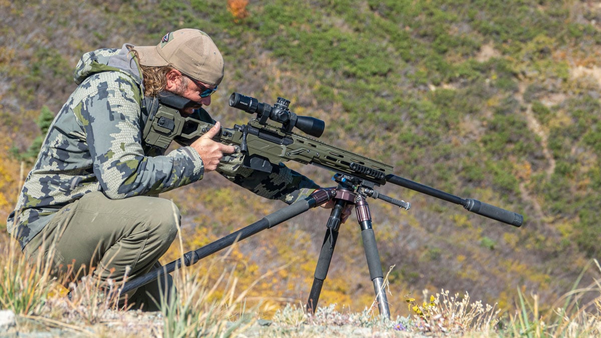 A shooter fires the Surgeon Scalpel .300 Winchester Magnum rifle 