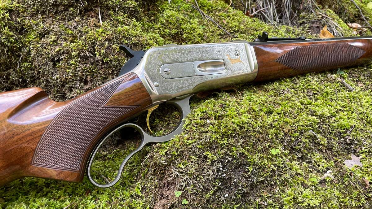 Browning Model 71 Lever-Action Rife in the woods