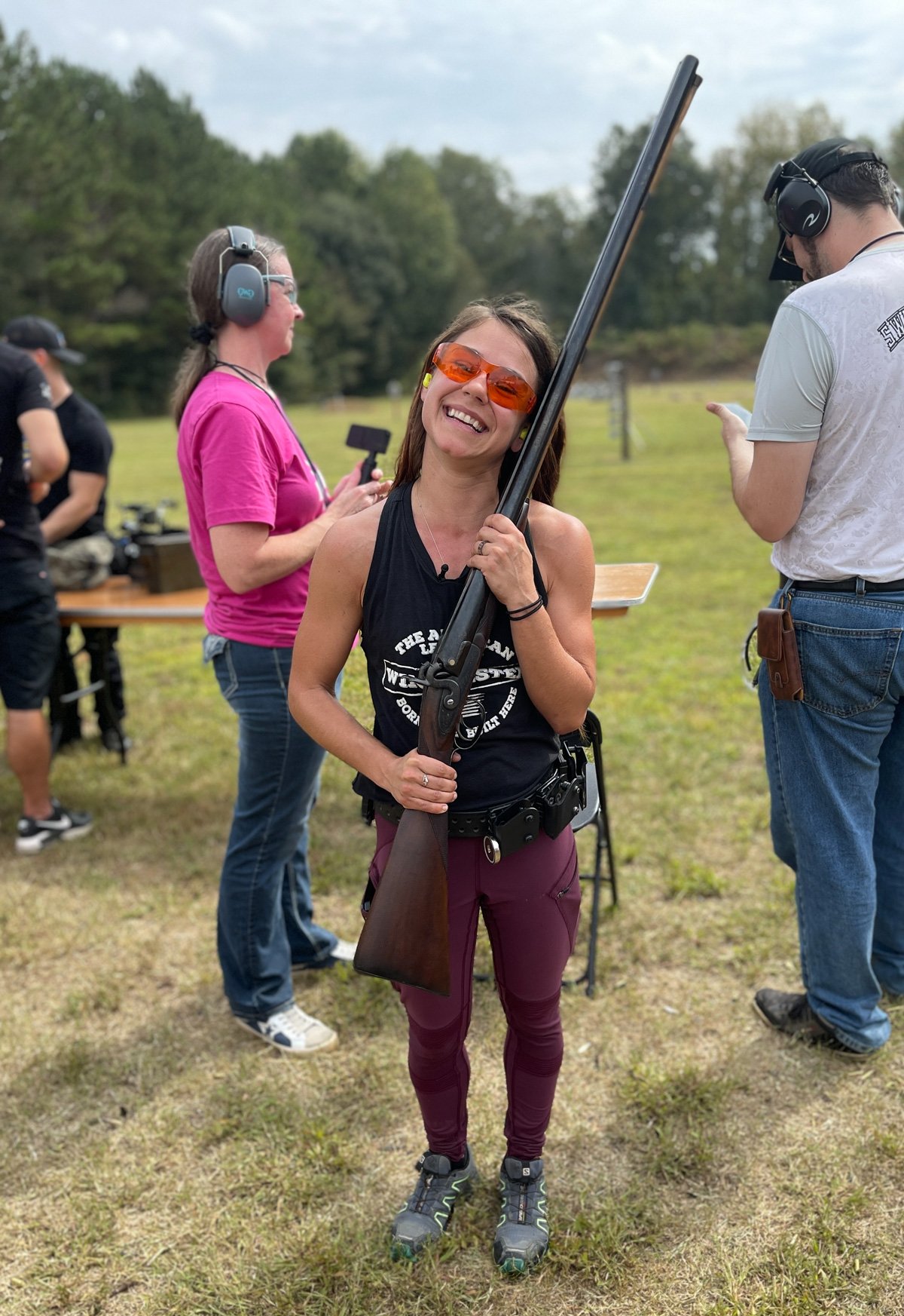 Taylor Abney holds a William & Co double-barrel shotgun