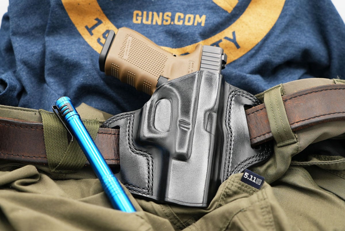Glock 19 in a leather OWB holster