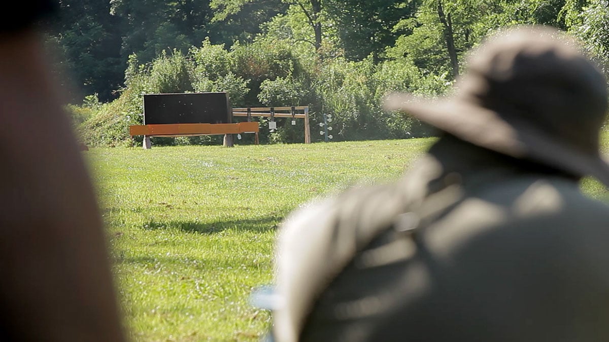A shooter prepares to fire on the range.