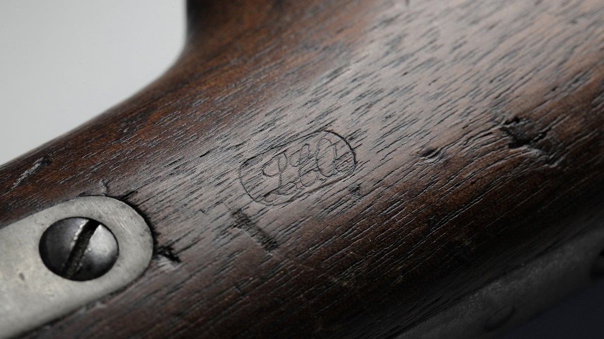 Personal engraving on a rifle stock