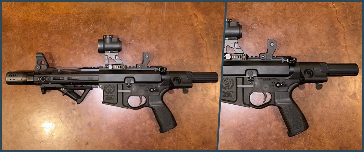 AR pistol with stabilizing brace removed