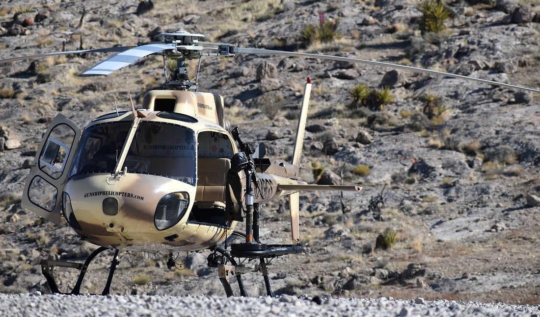 gunship helicopters chopper on the ground