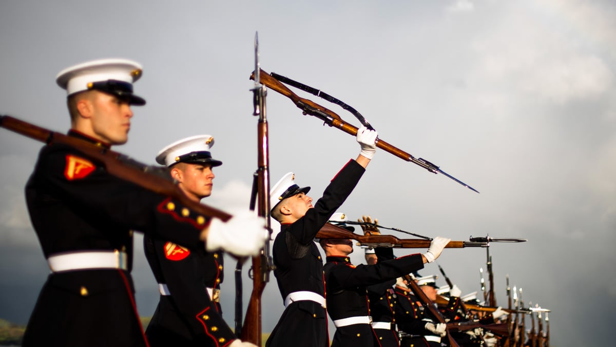 Silent Drill Marines with M1 Garands