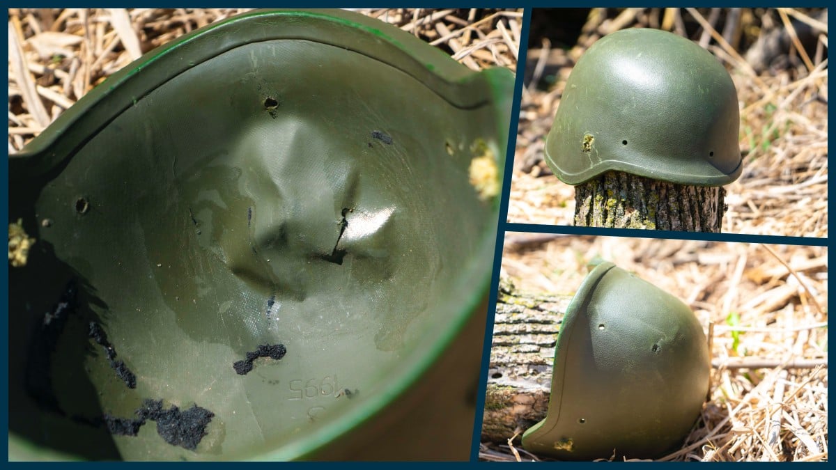 Helmet shot by bullet