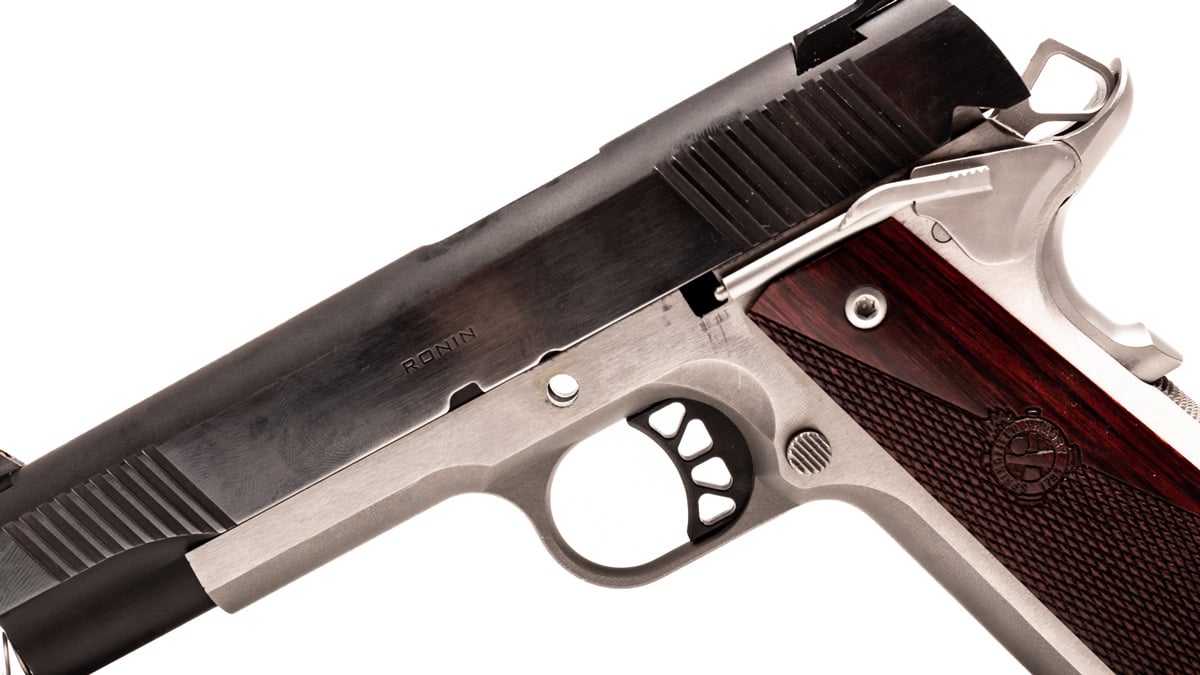 close up of 1911 pistol