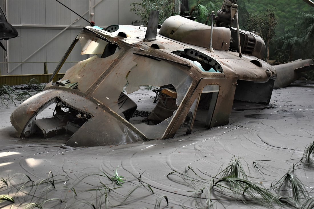 downed huey  at the U.S. Army Aviation Museum
