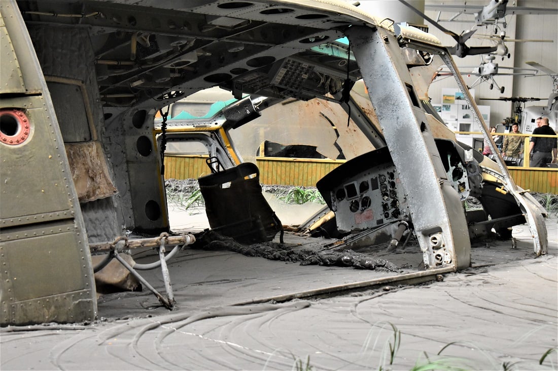 Downed Huey at the U.S. Army Aviation Museum
