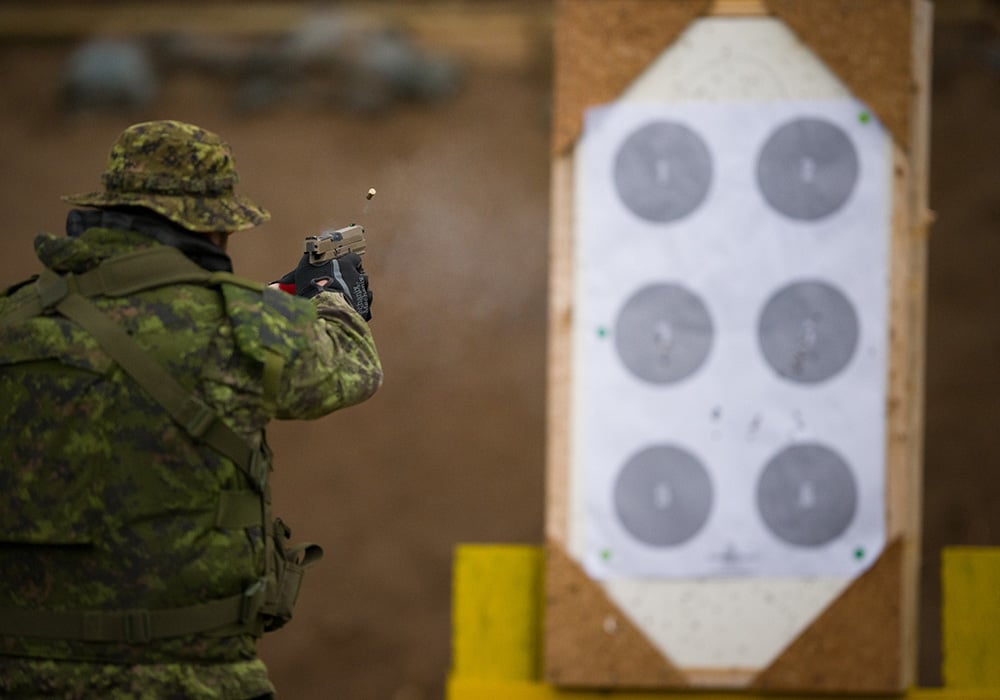 Canadian army with C22 pistol