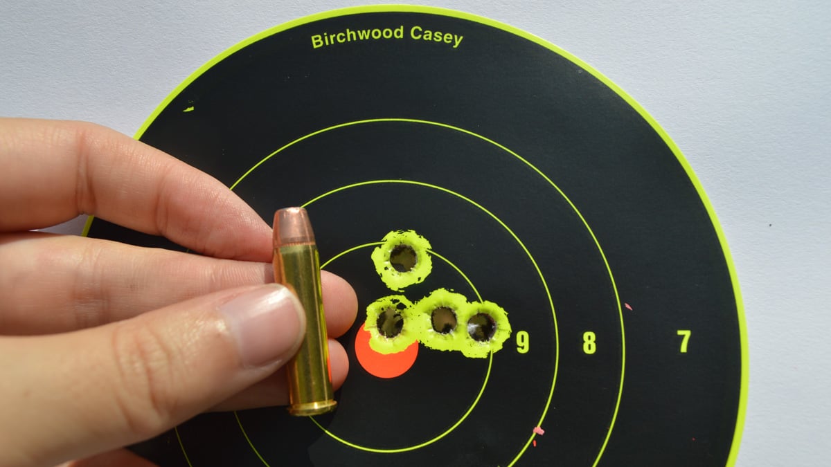 target with .327 Fed Mag bullet