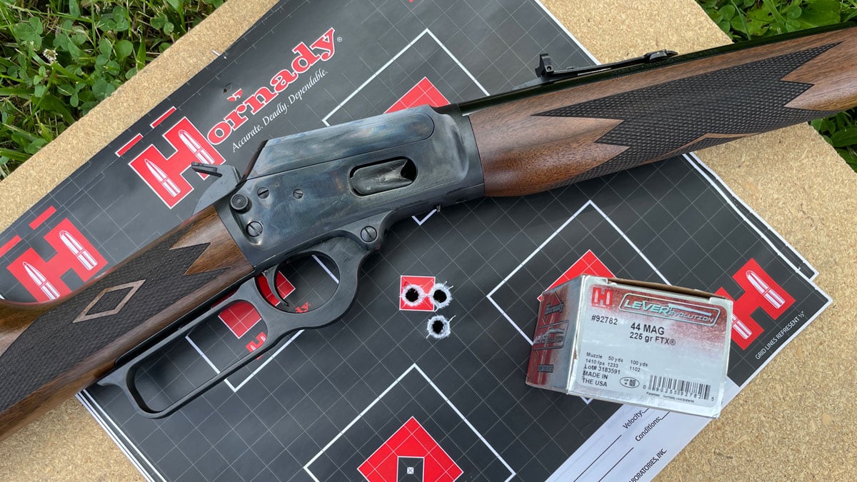 Marlin 1894 Classic with .44 Mag ammo and target