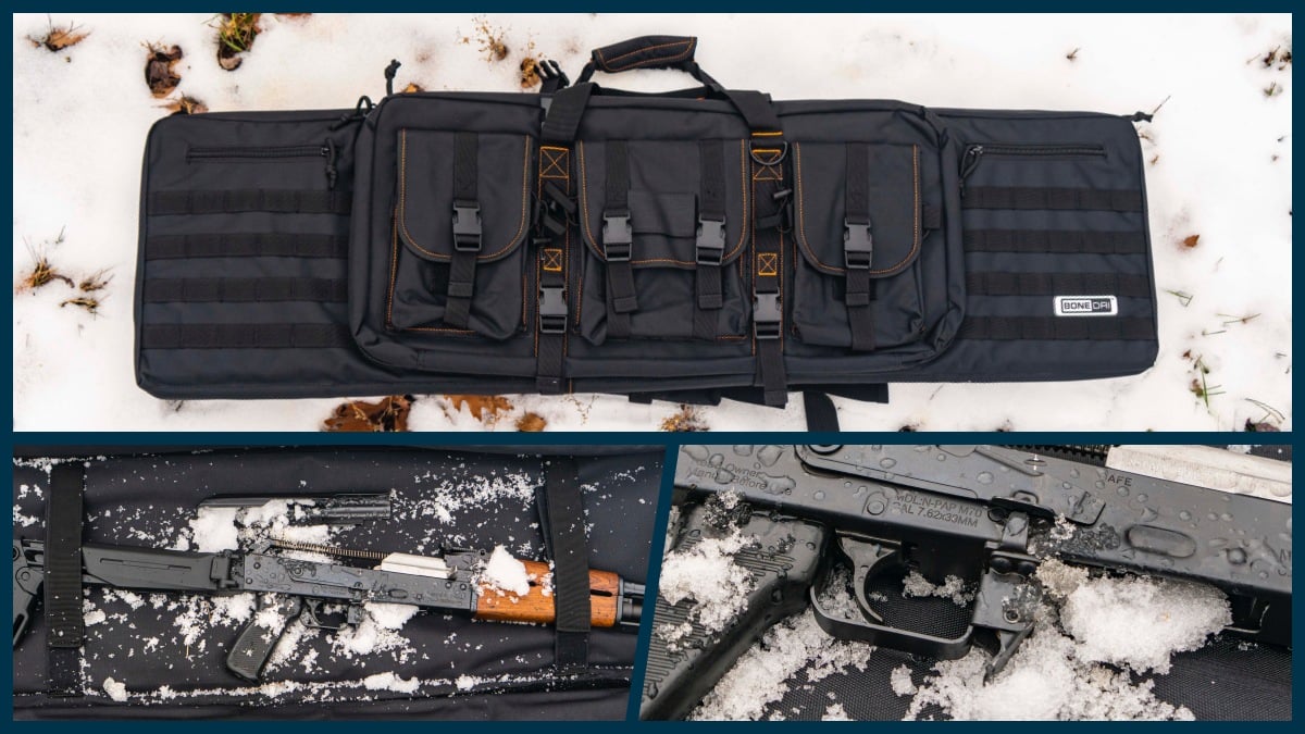 gun case in the snow