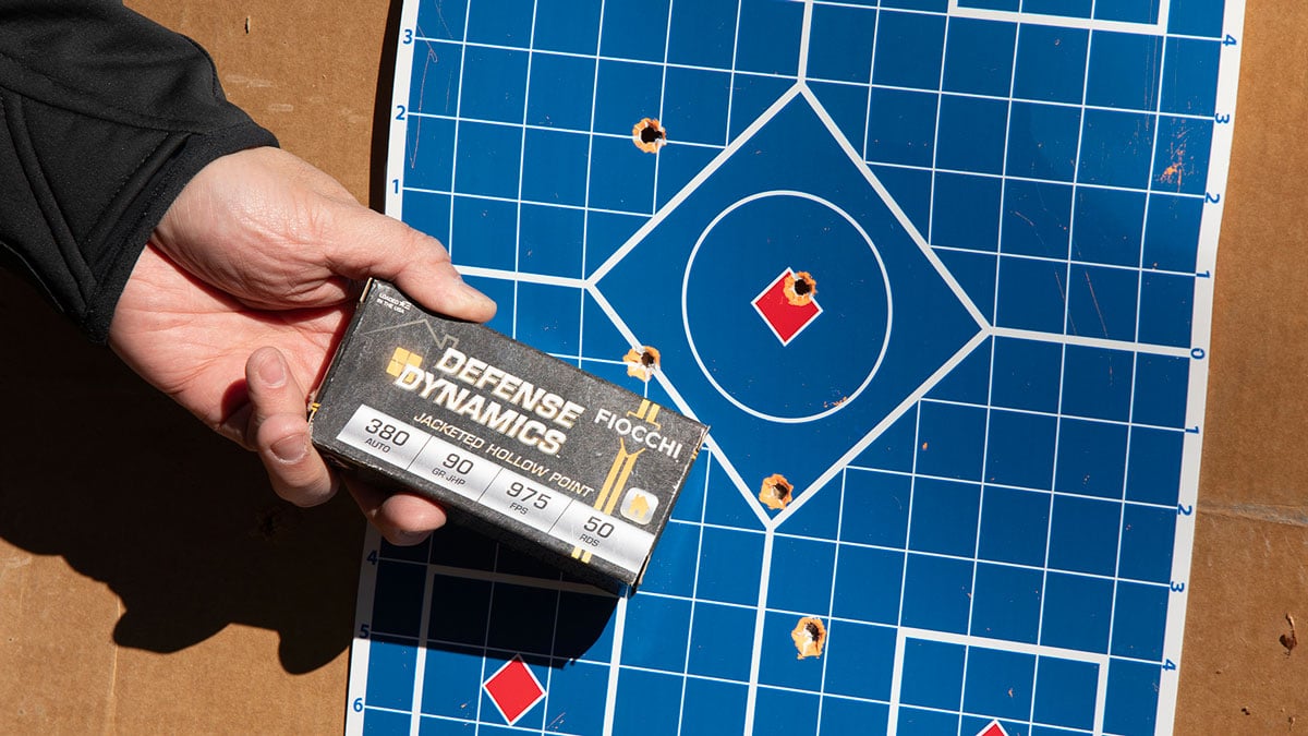 Colt Mustang Plus II with target and ammo