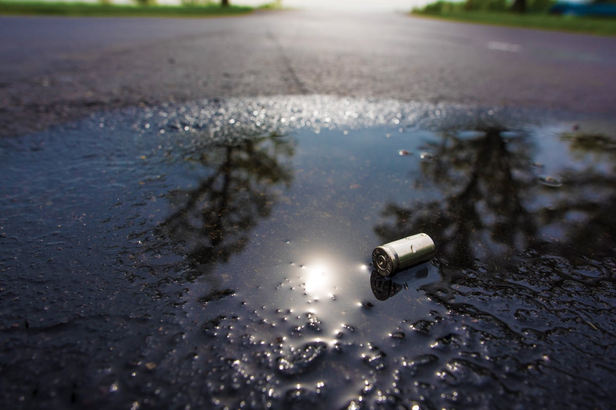 shell casing in puddle