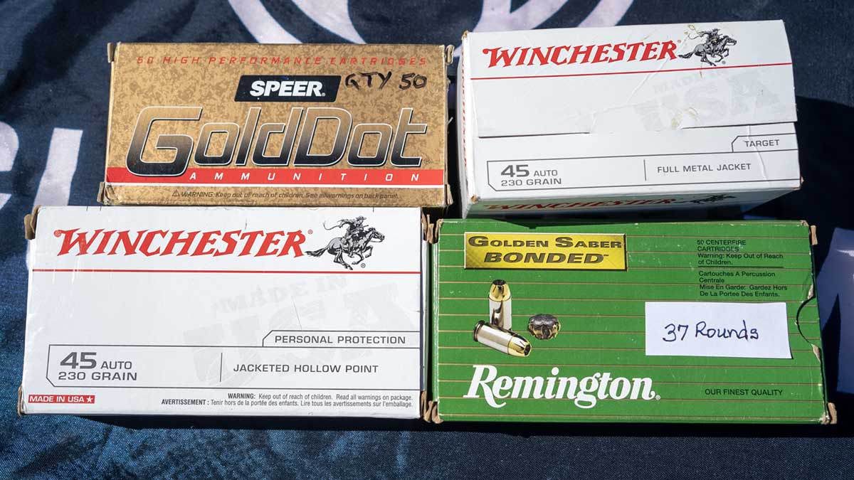 boxes of .45 ACP ammo