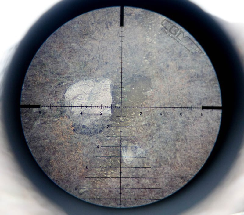 view of rocks through riflescope