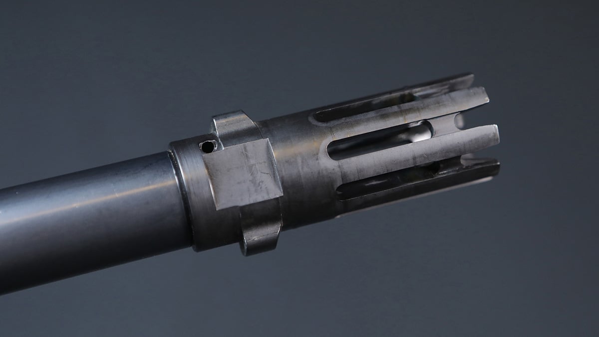 flash hider on barrel of Smith & Wesson M&P10 rifle in 6.5 Creedmoor
