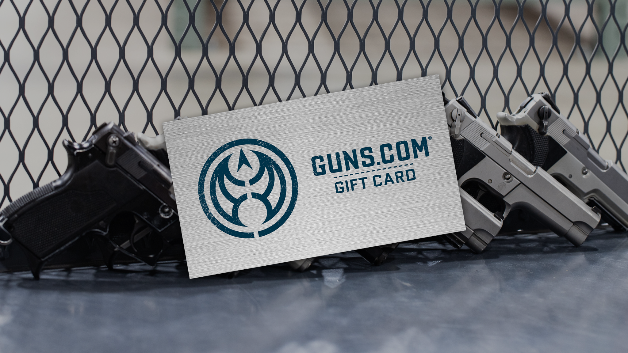 Guns.com Giftcard metal theme