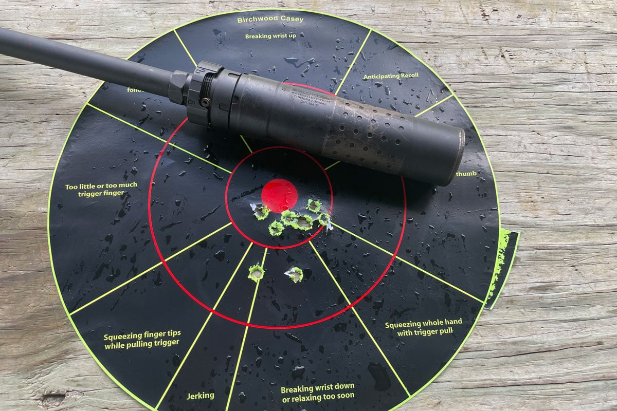 FN SCAR 17S with suppressor and target