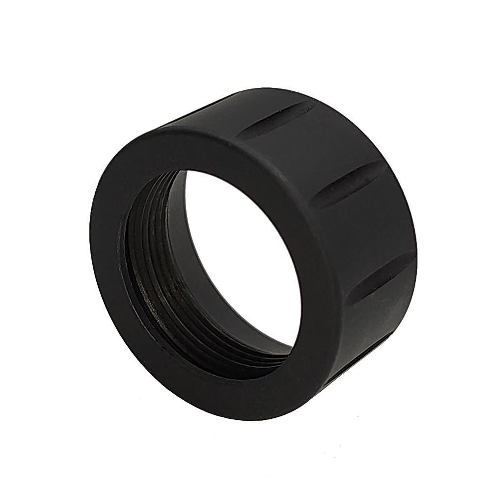 Banish Thread Protector silver 1/2-28 on rifle barrel