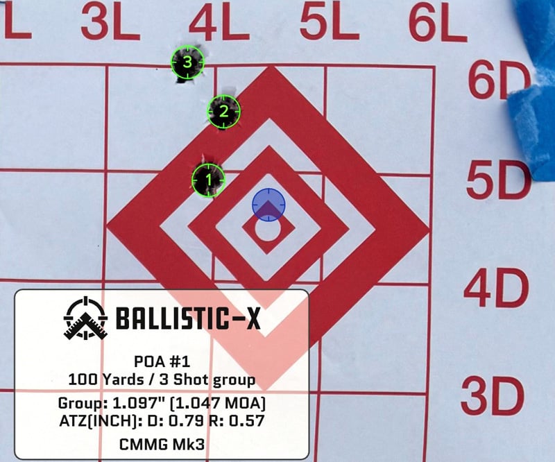 target with five-shot group