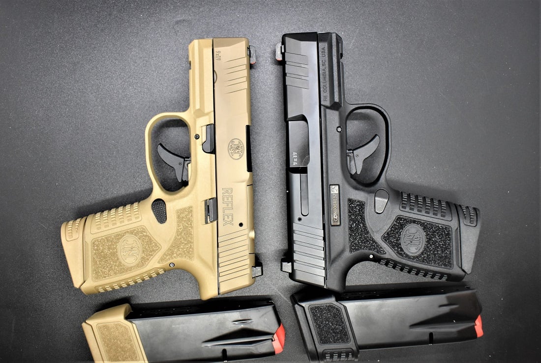 FN Reflex 9mm pistol in FDE and black