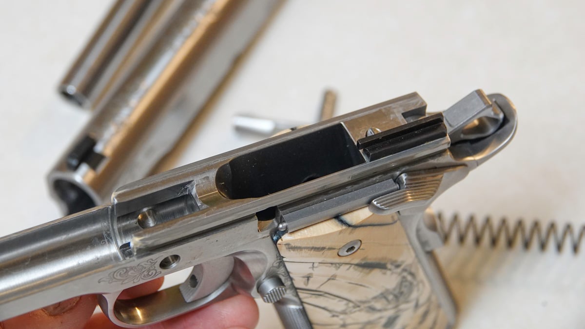 frame and action detail on Heirloom 1911