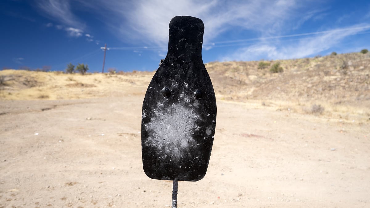 steel target shot with 12 gauge