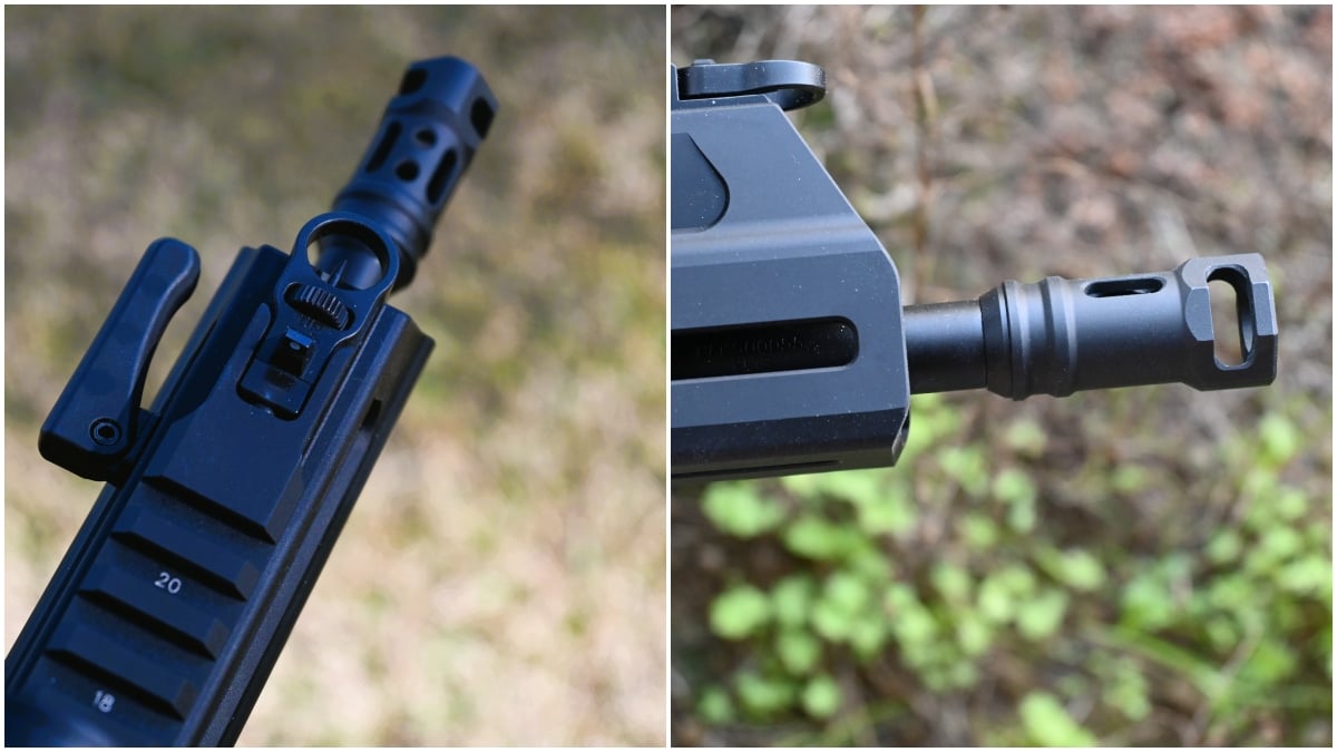 Springfield Armory Kuna factory muzzle device with top ports for recoil mitigation and non-reciprocating charging handle