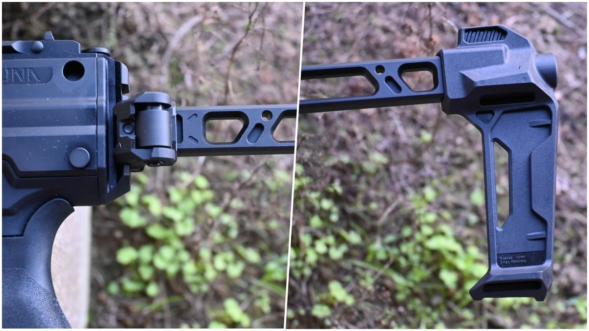 Strike Industries FSA side-folding stabilizing brace installed on a Springfield Armory Kuna pistol