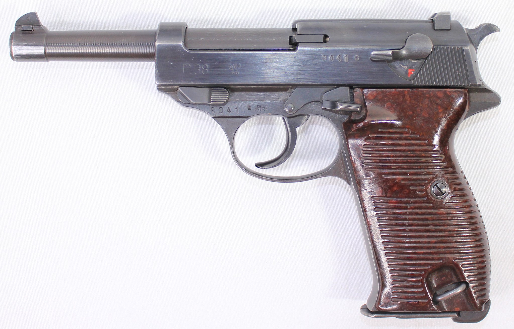 GERMAN Military Mauser P38 Byf 44 9mm W/ Matching Visible #'s, 2-mags, Leather Holster ECOM00428182 516422