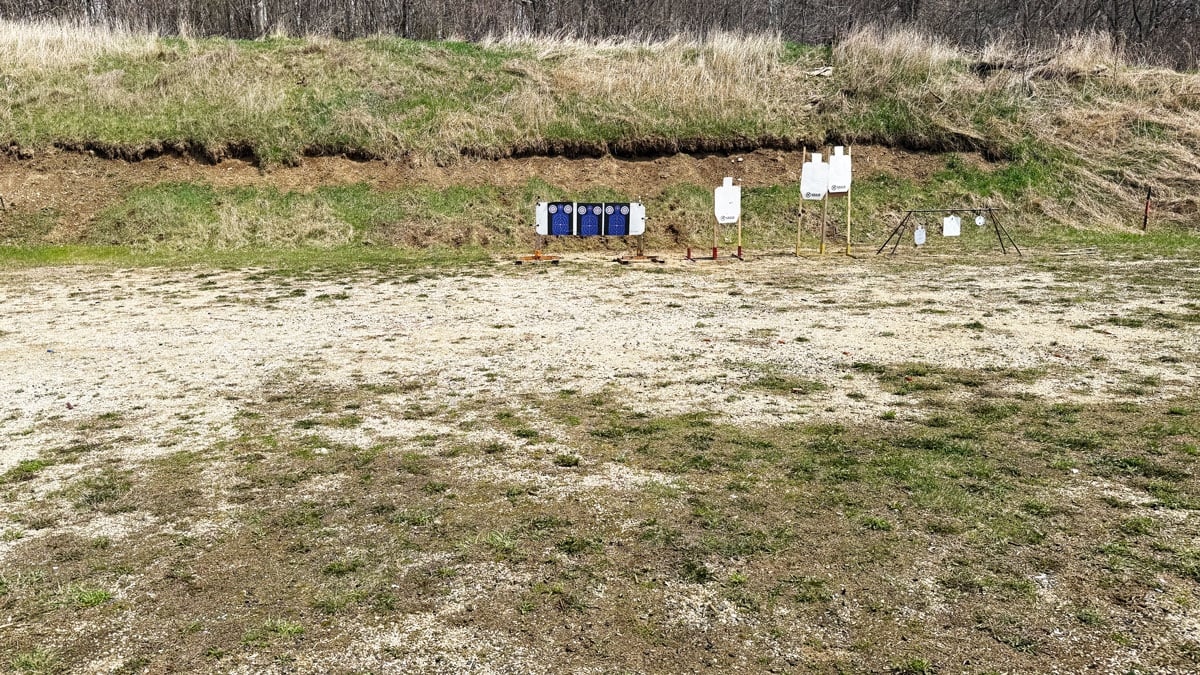 Targets at 15 yards on an outdoor range