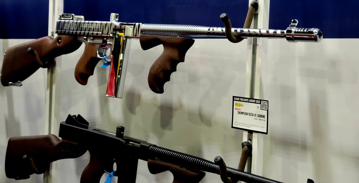 Deluxe chrome tiger M1927 and T5P, a polymer-stocked Thompson