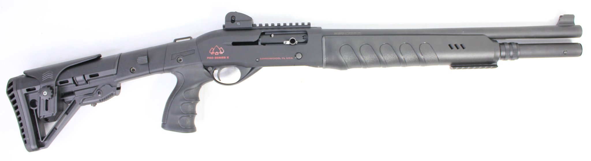 Black Aces Tactical BLACK Aces Pro Series X 12ga 18.5" Modified Choke Folding Stock Ghost Ring Sight Extended Tube