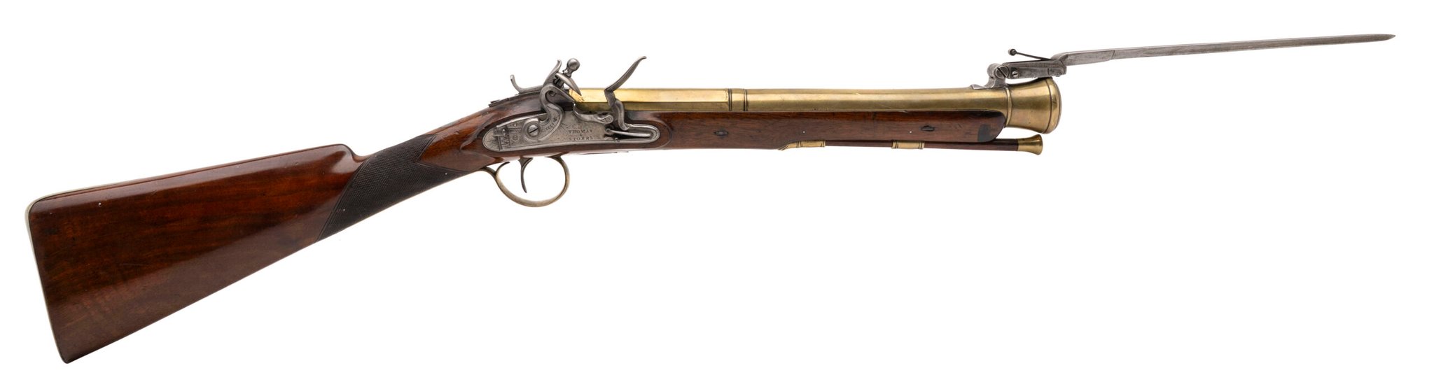 ENGLISH Shotguns Very Fine ENGLISH Flintlock Blunderbuss W/spring Bayonet ECOM00450352 542680