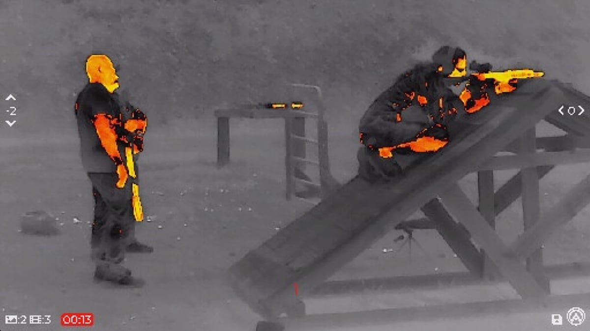 thermal image of shooters on range