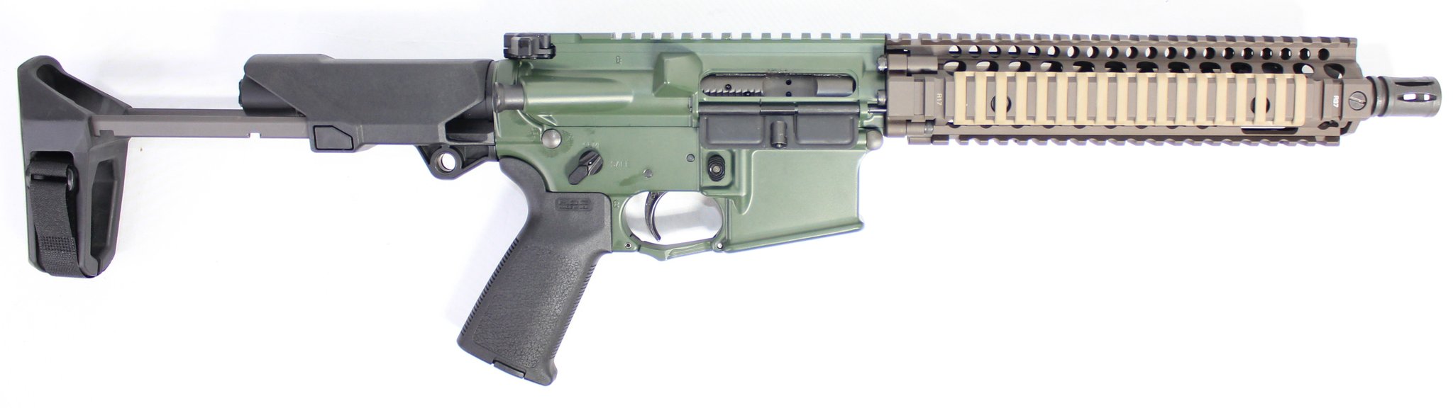 Daniel Defense Ddm4 Mk18 5.56 10.3" Barrel Ris Ii Rail Green / Brown Geissele Sbhb Brace
