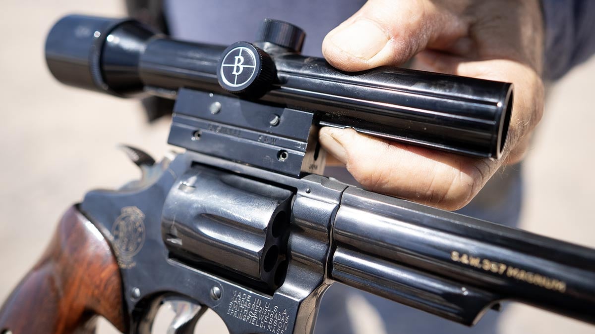 Smith & Wesson Model 19 .357 Combat Magnum revolver with Bushnell scope