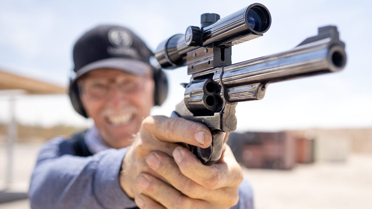 Smith & Wesson Model 19 .357 Combat Magnum revolver with Bushnell scope