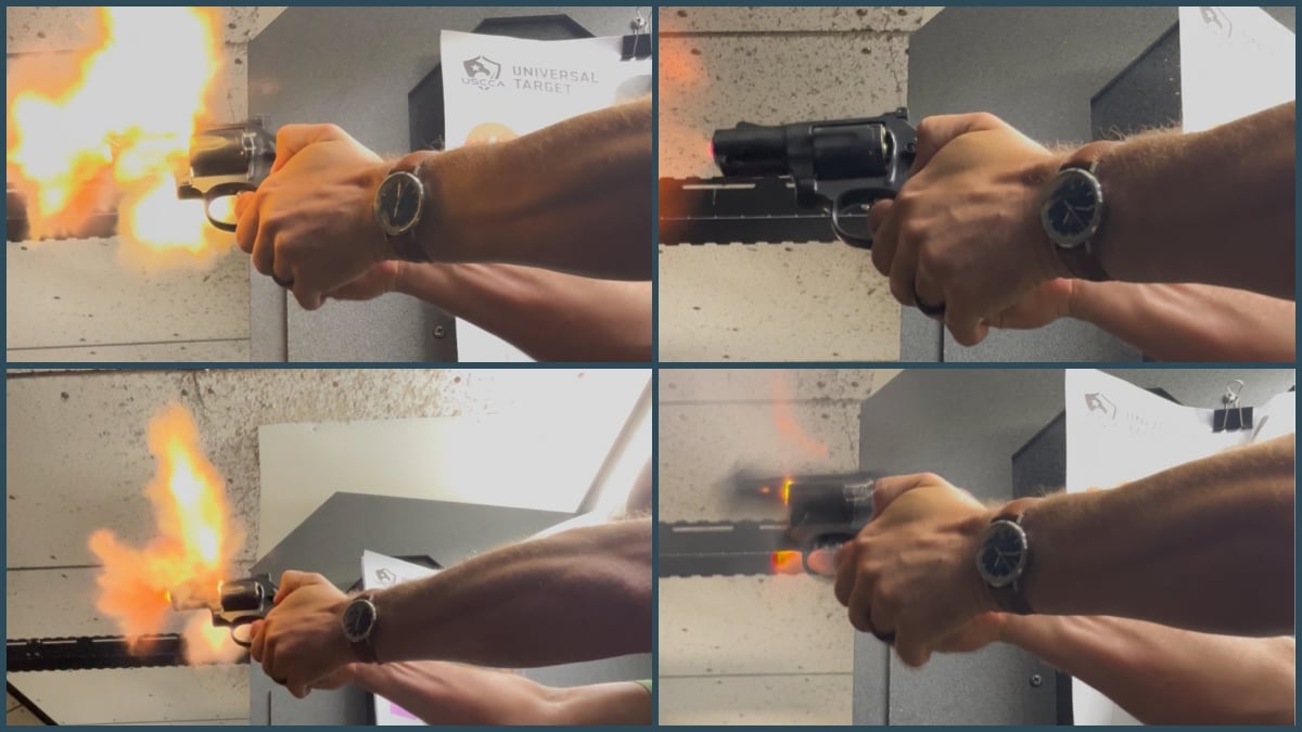 collage showing fireball with .38 Special ammo