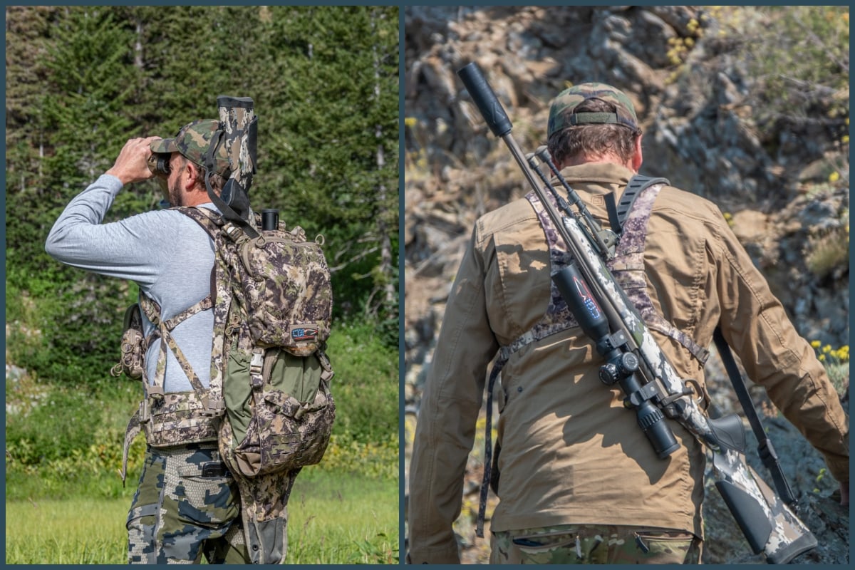 hiking with X-Bolt 2 in pack and slung over shoulder