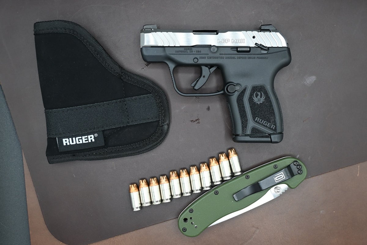 The Ruger LCP Max with a manual safety