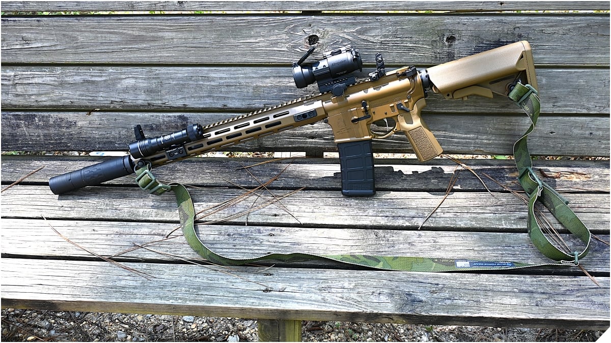 The Springfield Armory Saint Victor 5.56 in Coyote Brown.