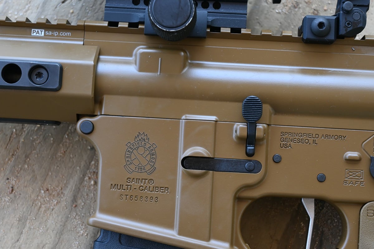 The Springfield Armory Saint Victor 5.56 in Coyote Brown.
