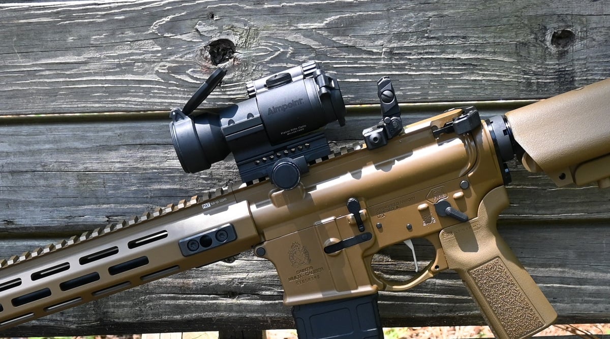 The Springfield Armory Saint Victor 5.56 in Coyote Brown.