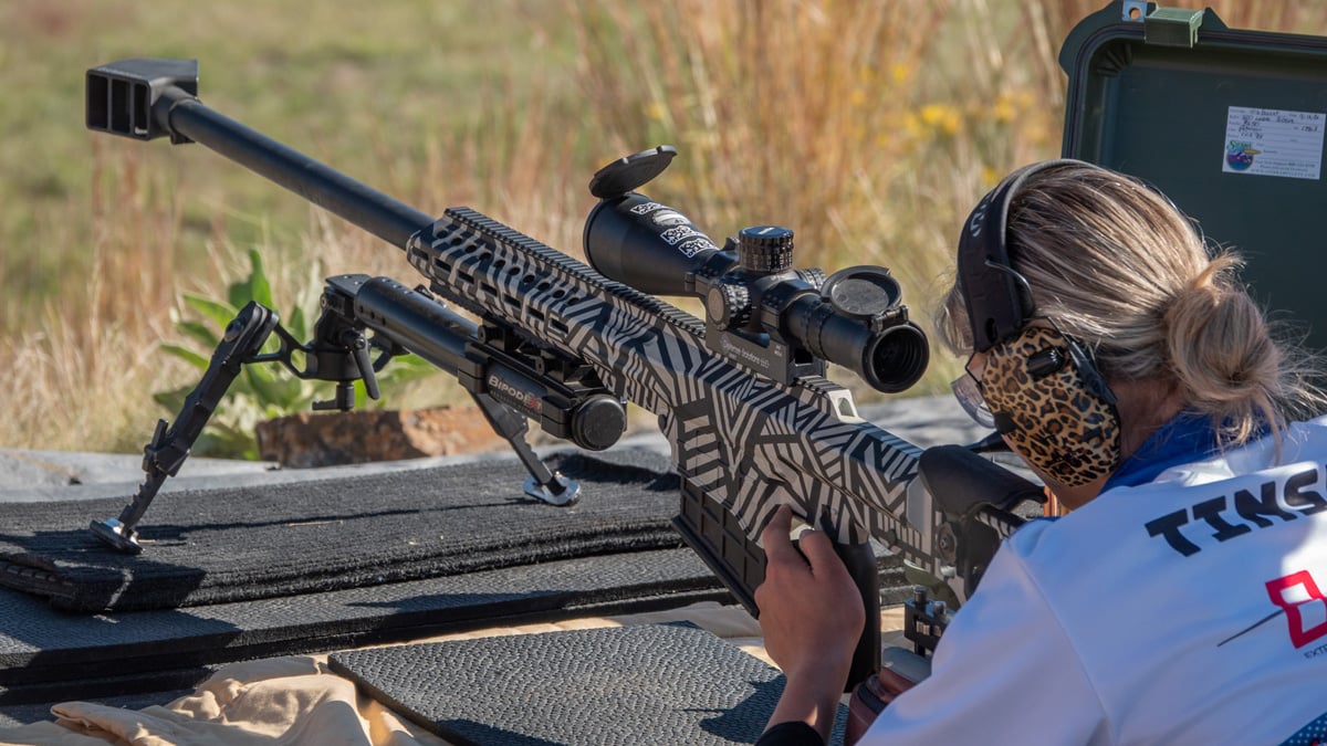 shooter aiming Barrett rifle